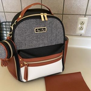 Itzy Ritzy Mini Diaper Bag Backpack, Changing Mat, and Paci Pod Charm